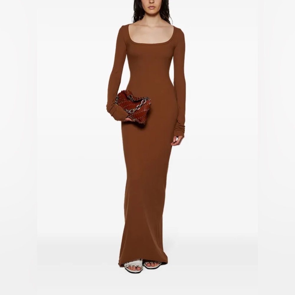 Eterne square neck maxi dress in color “earth” size L - NWT